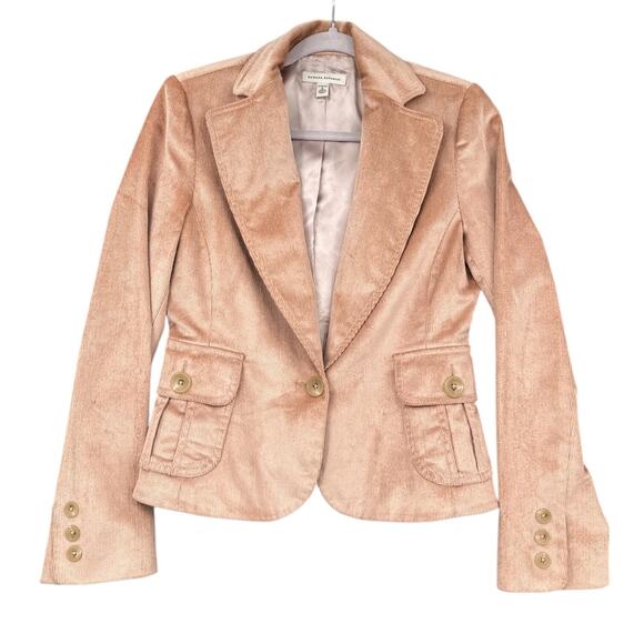 Banana Republic Pink Corduroy Notched Lapel Flap Pockets Blazer Jacket Size 6 - Picture 1 of 7